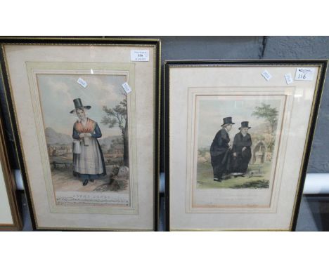 'Jenny Jones', A Coloured Portrait print with music score, together with 'The Ladies of Llangollen' another 19th century colo