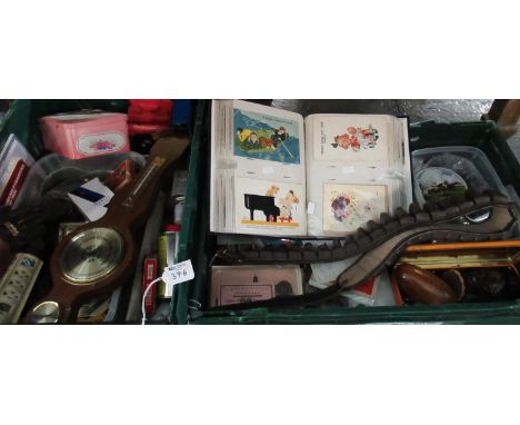 Two boxes of eclectic ephemera to include: Mobil Gas and Gulf Maps, gun best, over 200 postcards including Mabel Lucy Atwell,