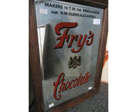 Framed advertising mirror 'Fry's Chocolate', makers to 'TM The King and Queen and HM Queen Alexandra'.  41cm x29cm approx. 