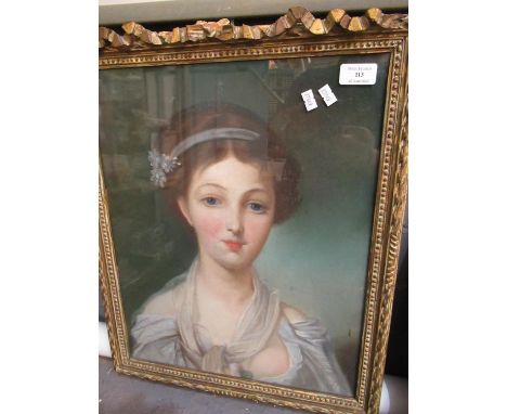 British School (19th Century) portrait of a young girl, pastels and watercolours.  46x37cm approx.  Framed.(B.P. 21% + VAT) 
