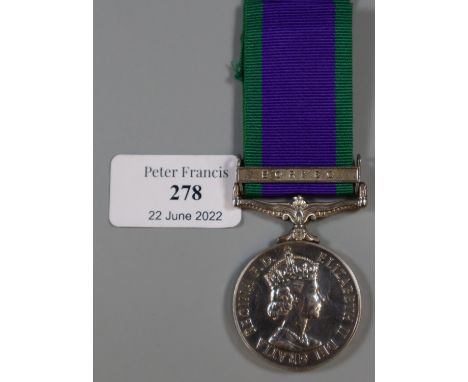 Queen Elizabeth II General Service Medal with clasp for Borneo awarded to 23865923 Guardsman J R Morrice Scots Guards.  (B.P.