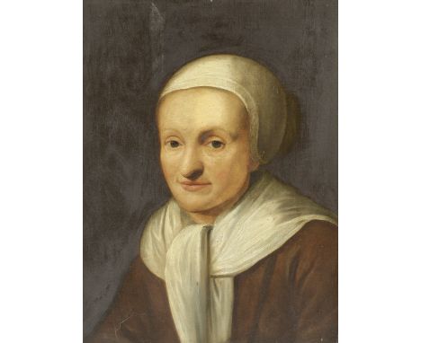 Dutch School, late 18th centuryA bust portrait of a woman wearing a white cap and shawloil on panel 49 x 37.7cm (19 5/16 x 14