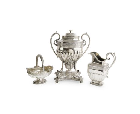 A SUITE OF RUSSIAN SILVER ITEMSEarly 19th centuryThe urn with maker's mark, apparently WER&amp;KN, St.Petersburg, 1830, the s