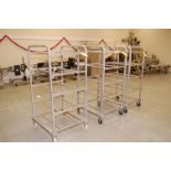 (QTY 3) New Age Industrial Aluminum Construction Tray Racks, 24 in. x 32 in., 4-Wheel Base