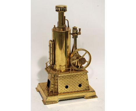 WILESCO, GERMANY ALMOST MINT AND BOXED GILT METAL VERTICAL STEAM ENGINE, Model No. D45 but all gilt finish, (some patches of 