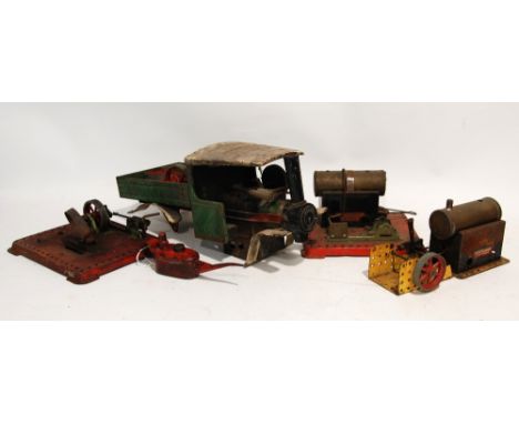 SUNDRY MAINLY MAMOD STEAM ENGINE SPARE PARTS, includes most parts to a Mamod steam wagon in poor rusty condition and SMALL RE