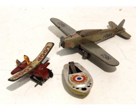 ITALIAN, CIRCA 1940s, LIGHTWEIGHT SILVERED TIN PLATE LIGHT PASSENGER AIRCRAFT/MONOPLANE single propeller No 962 I Tras, the d