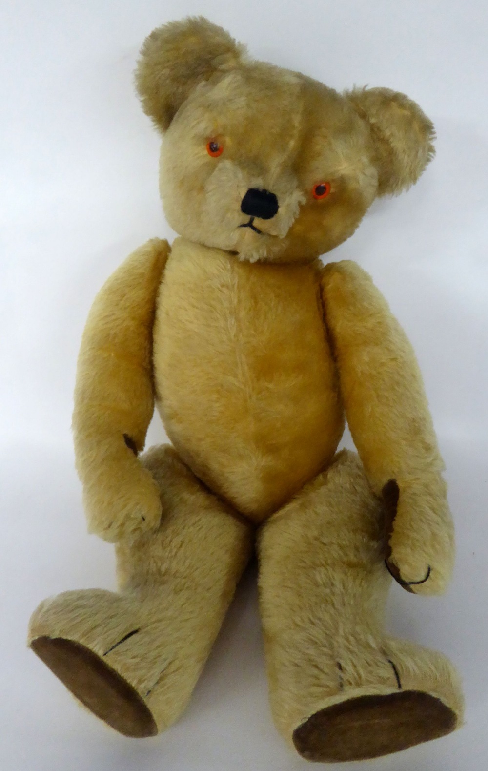 A CIRCA 1950'S CHAD VALLEY GOLDEN PLUSH TEDDY BEAR with velour pads and ...