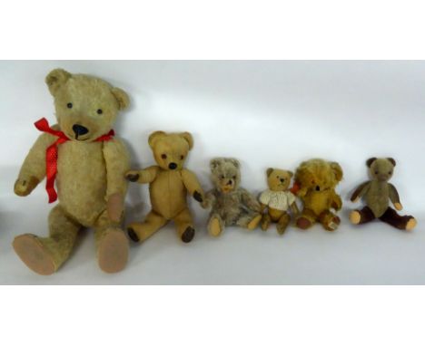 A SMALL CIRCA 1950'S MERRYTHOUGHT GOLDEN PLUSH TEDDY BEAR, a circa  1930's/40's small Chad Valley two tone plush teddy bear (