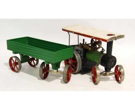 MAMOD STEAM POWERED TRACTION ENGINE, in little used condition but with some paint loss, TOGETHER WITH AN ALMOST MINT OPEN WAG