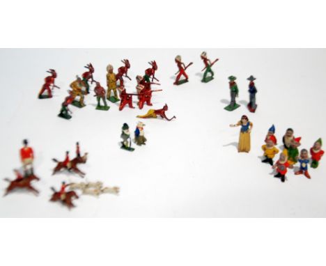 BRITAINS PRE WAR DIECAST SET OF DISNEY CHARACTERS 'SNOW WHITE AND THE SEVEN DWARFS', original paint work, some losses, fair, 