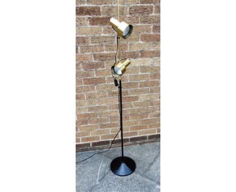 A TWO-TONE STANDARD LAMP  fiited with two adjustable lights, 157cm high