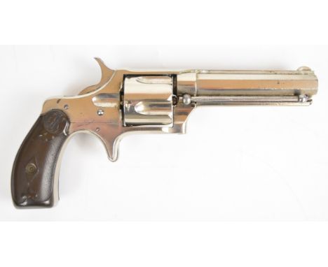 Remington Smoot New Model No 3 .38 five shot single action rimfire revolver with saw handle, vacant cartouche to the monogram