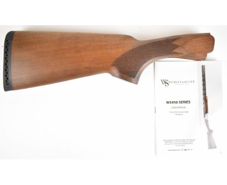 Webley &amp; Scott WS950 Series 12 bore over and under shotgun stock with chequered semi-pistol grip, mounting screws and rub