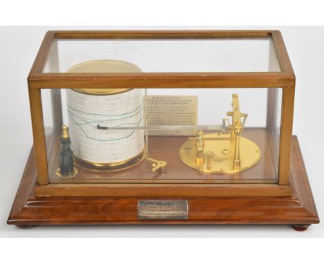 Stanley Belcher &amp; Mason Ltd mahogany cased barograph with silvered Short &amp; Mason cyclo-stormograph chart to rear and 