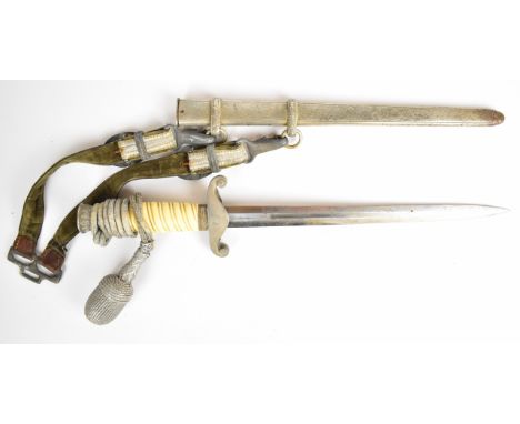 WW2&nbsp;German Third Reich Nazi&nbsp;Army officer's dress dagger with 25cm double edged blade, R.F to crosspiece, scabbard, 