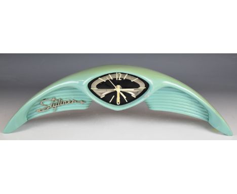 Art Deco 'Styliner' ceramic clock, W49 x H15cm