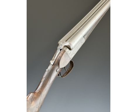 Charles Golden 12 bore side by side ejector shotgun with named and engraved locks, engraved underside, trigger guard, top pla