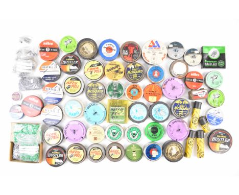 Over 55 tins of .177 and .22 air rifle or pistol pellets including Webley Powa Pell, Eley Wasp, Webley Mosquito, Crosman Matc
