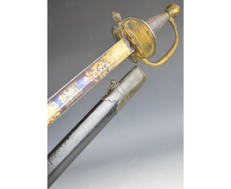British 1796 pattern Infantry officer's sword with folding guard, wire bound grip, Osborne to ricasso, 82cm straight flat bac
