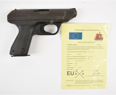 Deactivated Heckler &amp; Koch VP 70 Z 9mm semi-automatic pistol with composite grips, fixed sights and 4.5 inch barrel, over