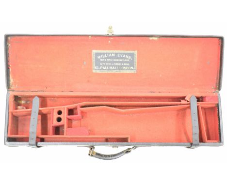 William Evans brass and leather bound shotgun carry case with 'William Evans Gun &amp; Rifle Manufacturer, Late With J. Purde
