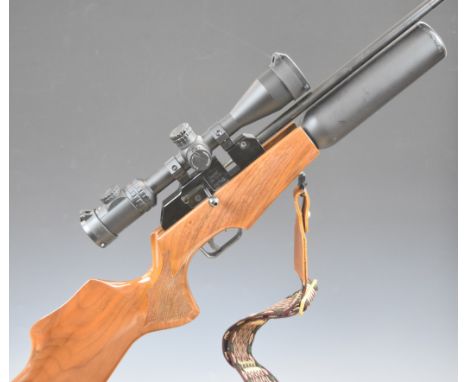 Theoben Rapid 12/200 .20 FAC PCP air rifle with chequered semi-pistol grip, raised cheek piece, two 12-shot magazines, Origin