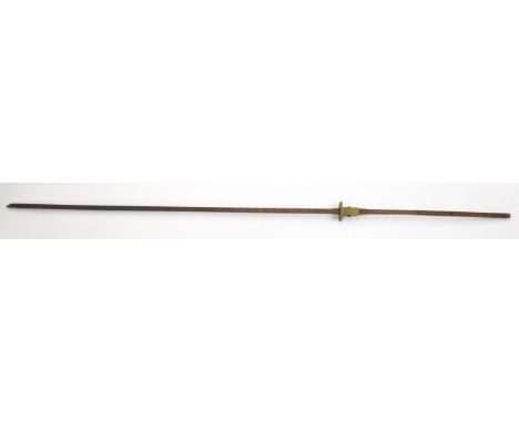 Vintage hardwood and brass capacity measuring stick for&nbsp;wine / beer etc, to measure 60 inches, 6 gallons and 400, L153cm