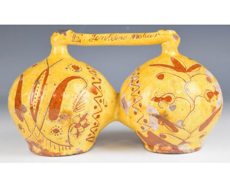 Evan Jenkins (1788-1856) for Ewenny Pottery very rare sgraffito decorated moneybox with double inscription to 'E Jenkins make