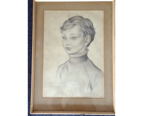 A framed and glazed shoulder-length portrait pencil sketch 'Jonathan Aetat VII (Aged 7)', signed Stanley in pencil lower-left