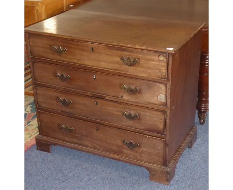 A George III period mahogany secrétaire chest; moulded top above full-width fitted secrétaire drawer, further over three full