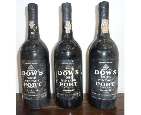 Three bottles of DOW's 1985 vintage port
