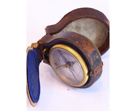 A 19th century combined circular gilt-metal cased compensated barometer/compass, the barometer signed Ross, London 575 and th