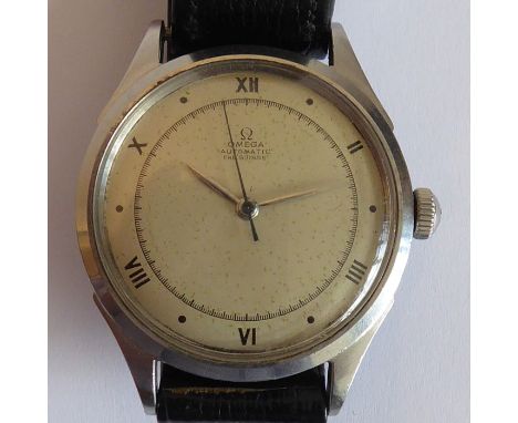 A gentleman's vintage steel-cased Omega wristwatch, the silvered-coloured dial signed Omega Automatic Fab Suisse and with alt