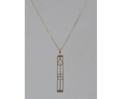 A 925 silver  pendant necklace with a pierced Art Nouveau pierced pendant. Measures 16 inches. Pendant 4cms.