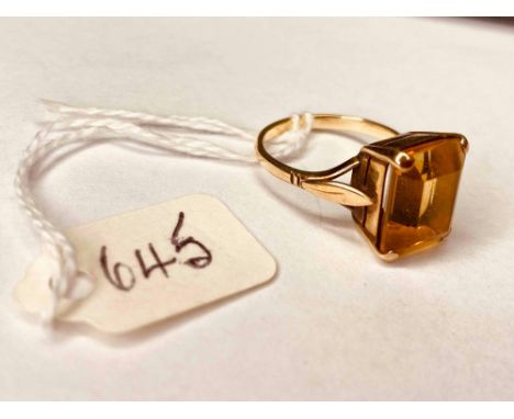 A rectangular citrine ring 9ct size M