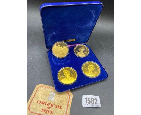 Boxed set of four silver gilt IoM 1977 crown 28 g. each