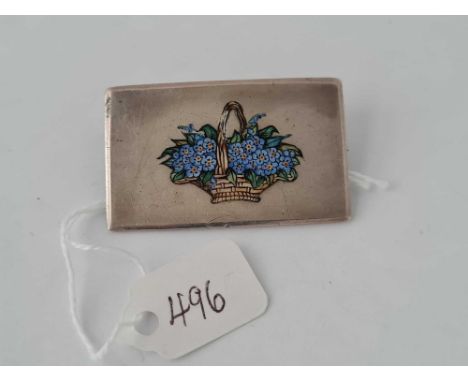 A silver and enamel basket of flowers brooch