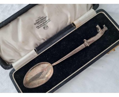 An unusual spoon surmounted with a Penguin and oval bowl, Birmingham  1936 by S&amp;M