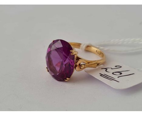 A good oval amethyst vintage 14ct gold ring size L 4.7g inc