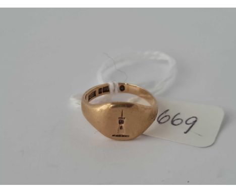 A small crested signet ring 9ct size K     2.8 gms