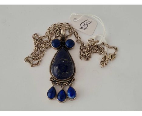 Vintage silver Lapis Lazuli necklace 25.6g