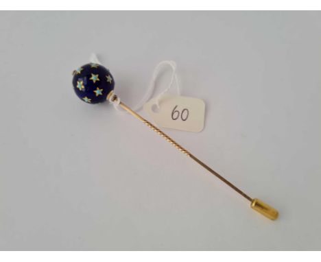 A Victorian gold and enamel pin    4.2 gms