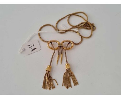 A FINE QUALITY VINTAGE DOUBLE TASSLE 9ct necklace 11.1g
