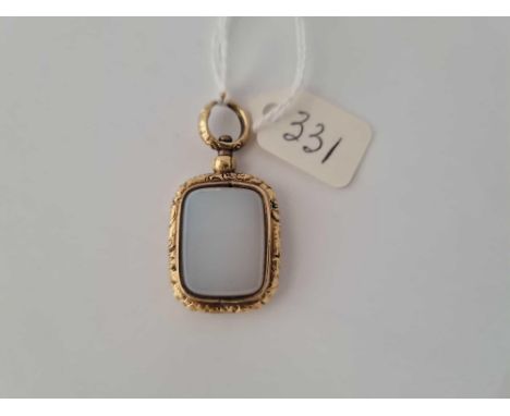 A chalcedony stone set watch fob