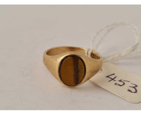 A Vintage tigers eye ring B,ham 9ct size P   4 gms