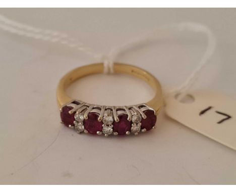 Hallmarked vintage ruby &amp; diamond ½ hoop ring, size O