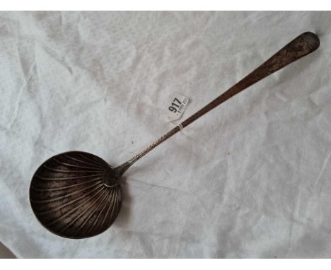 A good Georgian Irish soup ladle with shell shaped bowl and crested handle, Dublin probably 1789 by JS