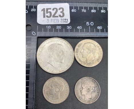 4 x Spanish silver coins