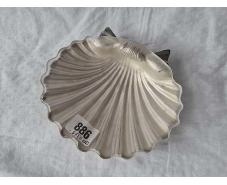 A good heavy George III butter dish, shell shaped with shell feet, 6" wide, Birmingham 1830 by M Boulton,169g